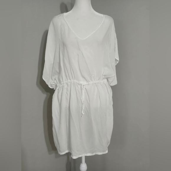 Land's End Short Sleeve Gathered Wist Kaftan Swimsuit Cover-up Women's Size XS-S - Picture 5 of 9